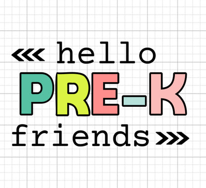 Hello Pre Kindergarten SVG Saying