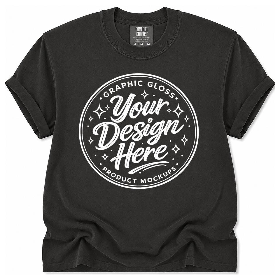 Pepper Comfort Colors 1717 T-Shirt Mockup | Minimal Flat Lay Apparel (Digital Download)