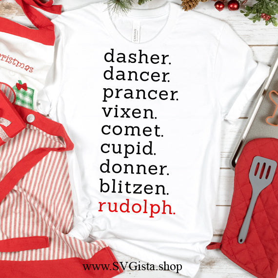 Dasher Dancer Prancer Rudolph SVG Saying