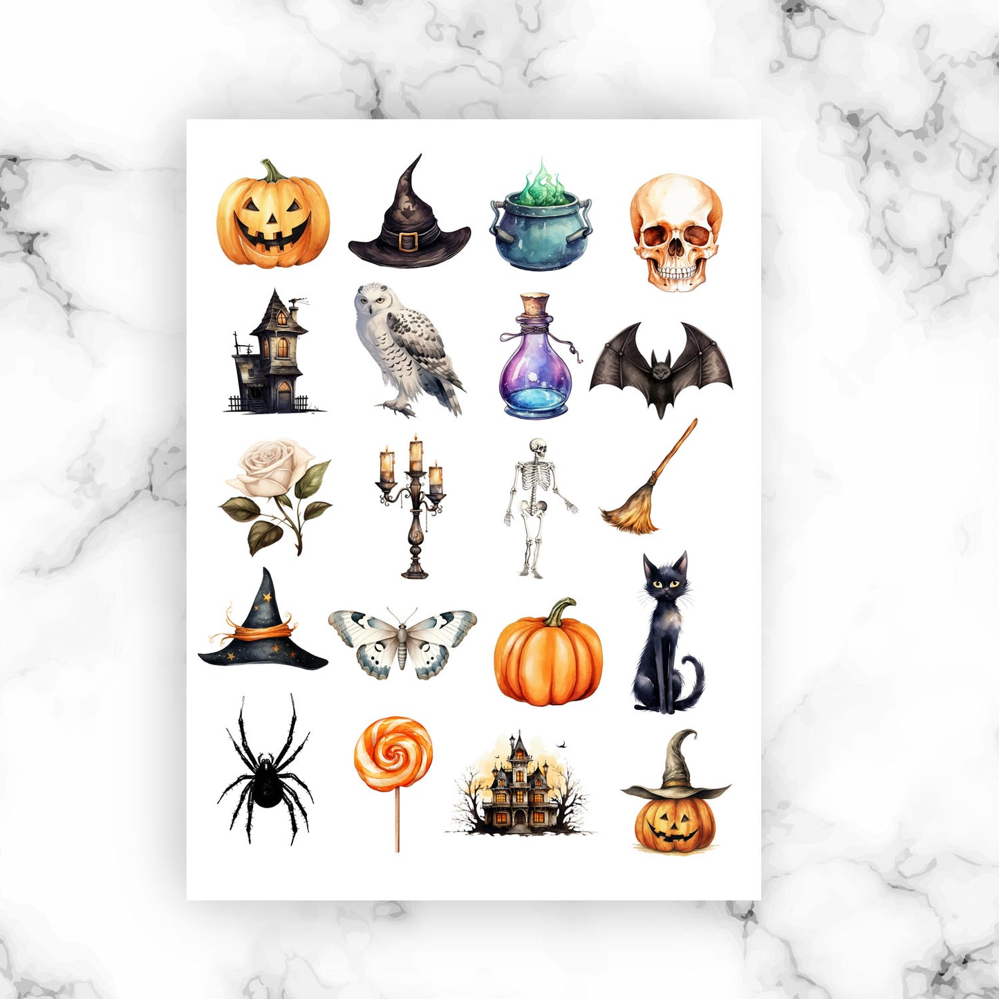 Halloween Digital Stickers – Printable PNG Clipart for Planners, Scrapbooking & DIY Crafts