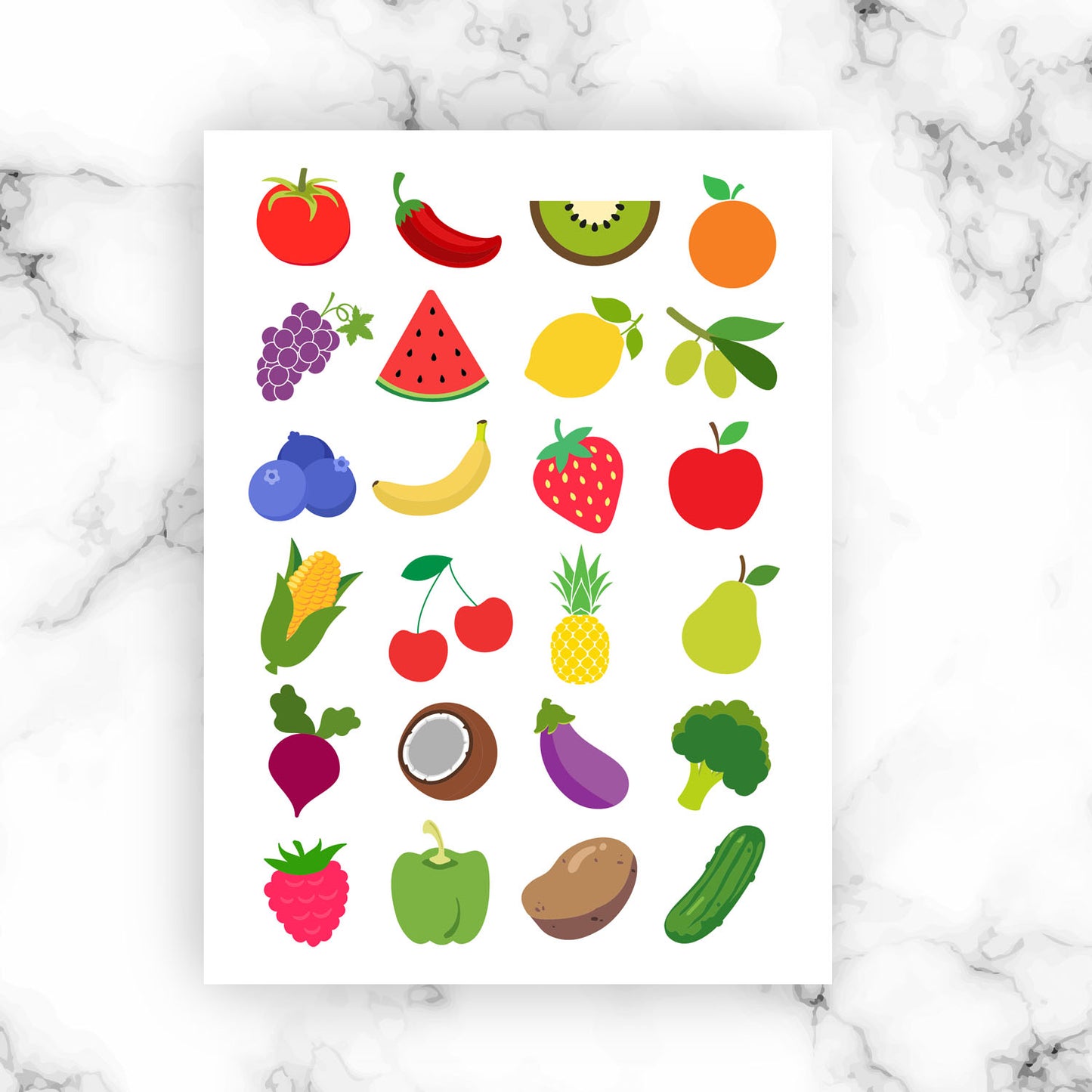 Fruits And Vegetables Digital Stickers – Printable PNG Clipart for Planners, Scrapbooking & DIY Crafts