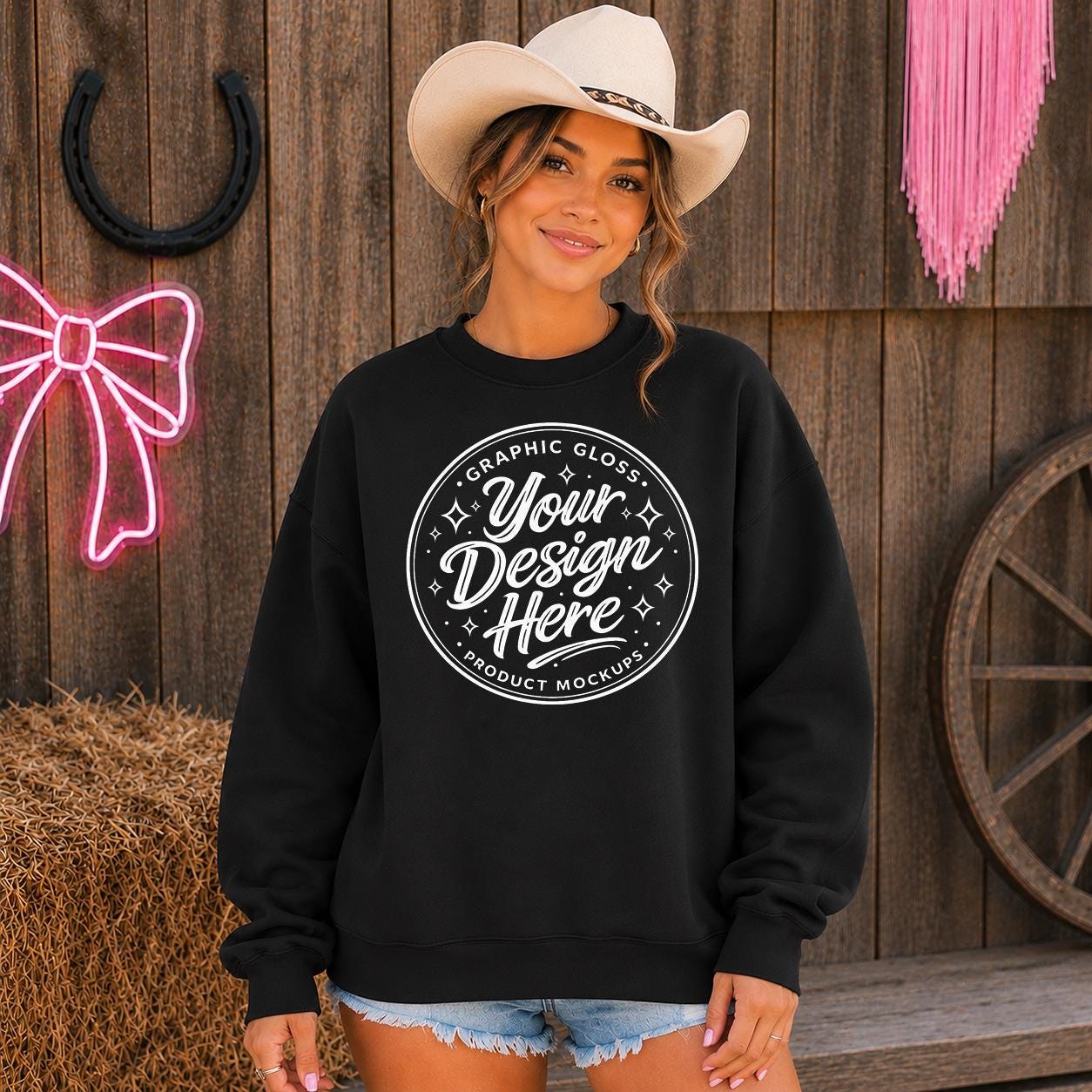 Black Gildan 18000 Mockup | Western Lifestyle Sweatshirt Mockup (Digital Download)