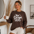 Dark Chocolate Gildan 18000 Mockup | Boho Lifestyle Sweatshirt Mockup (Digital Download)