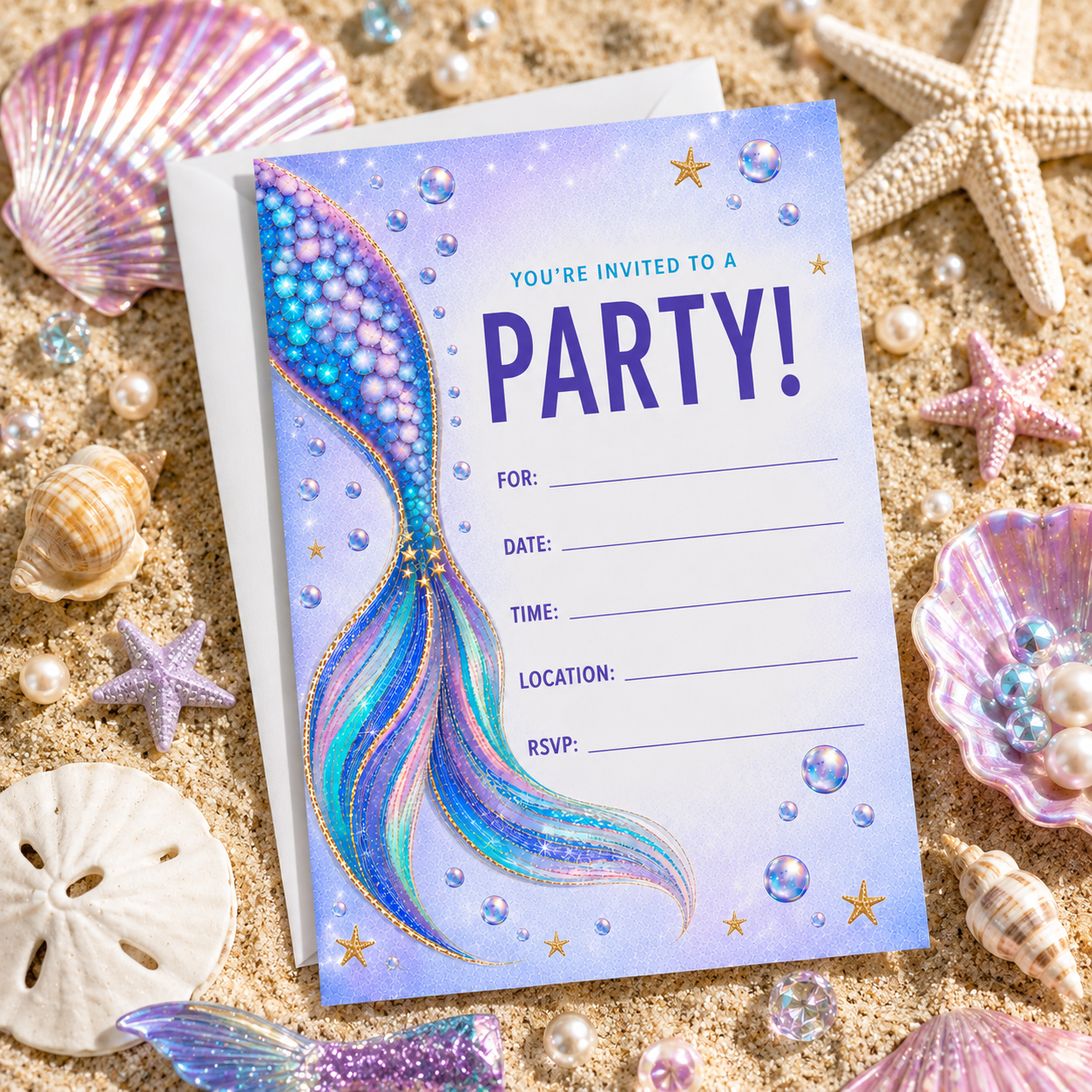 Mermaid Party Fill-In Invitations - 25 Pack