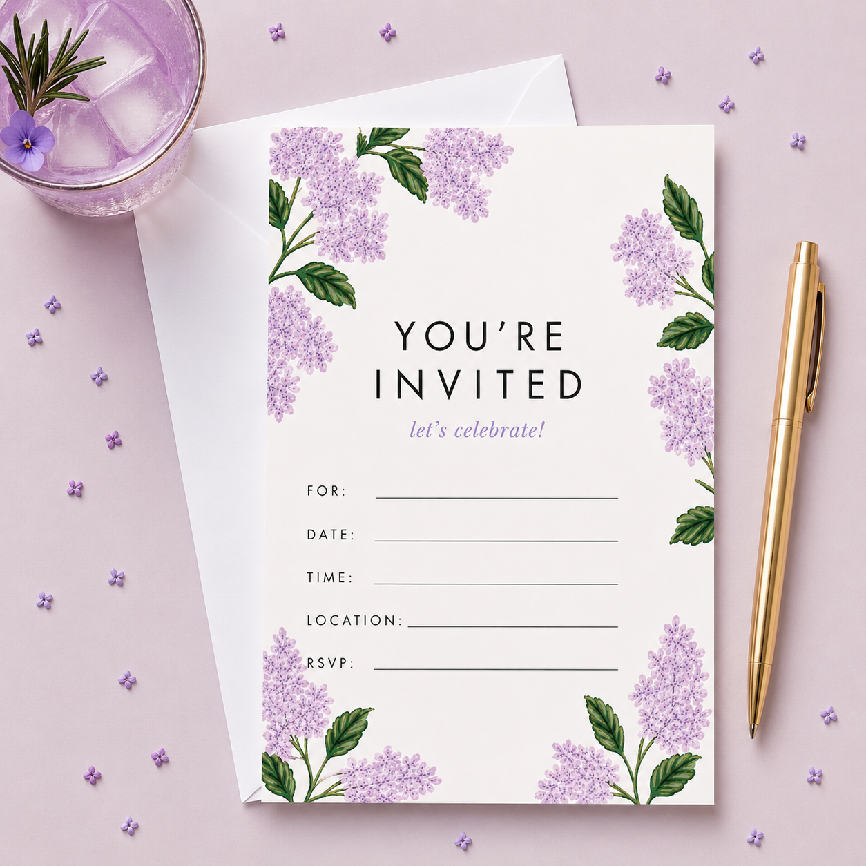Violet Vibes Fill-In Invitations – 10 Pack
