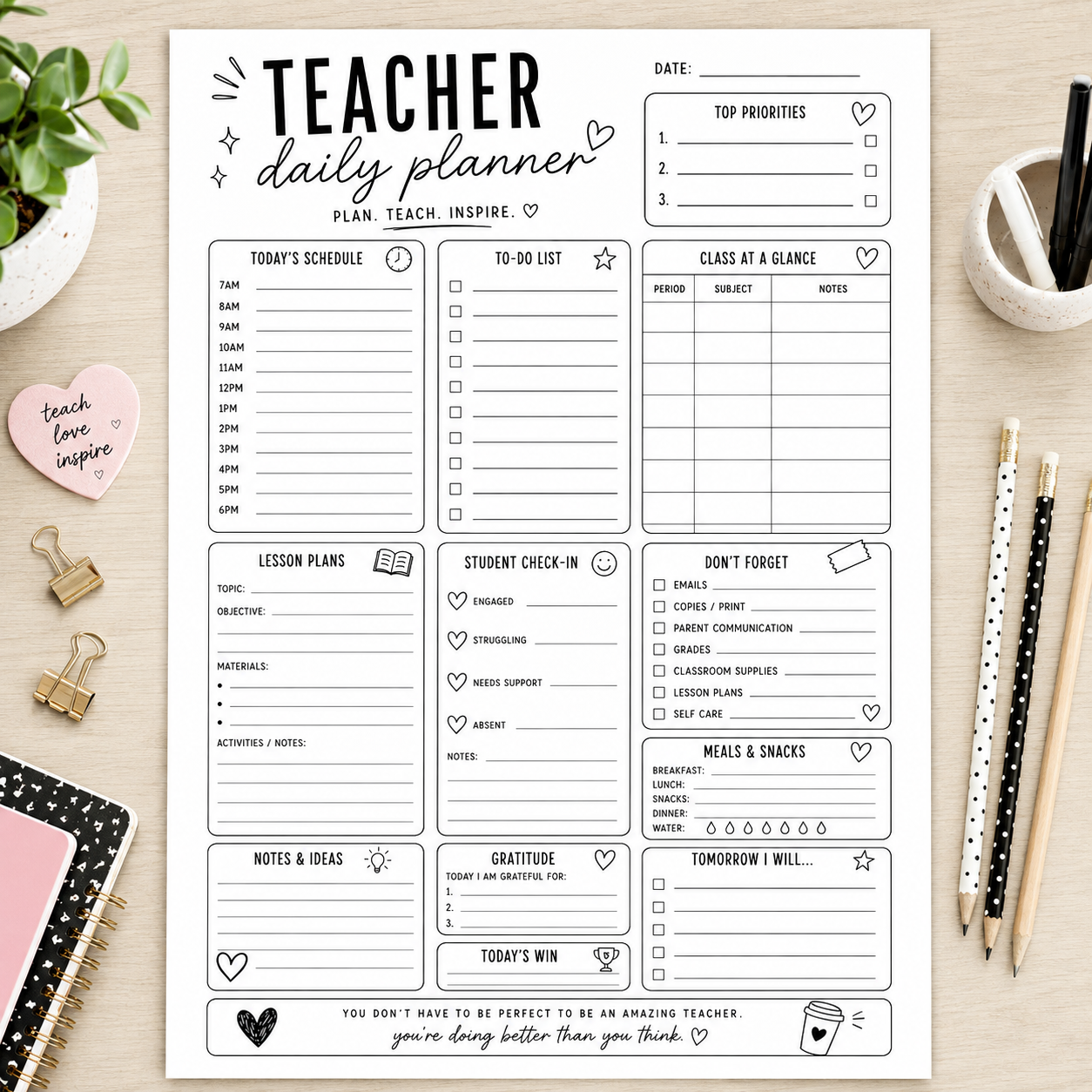 Teacher Daily Planner Printable