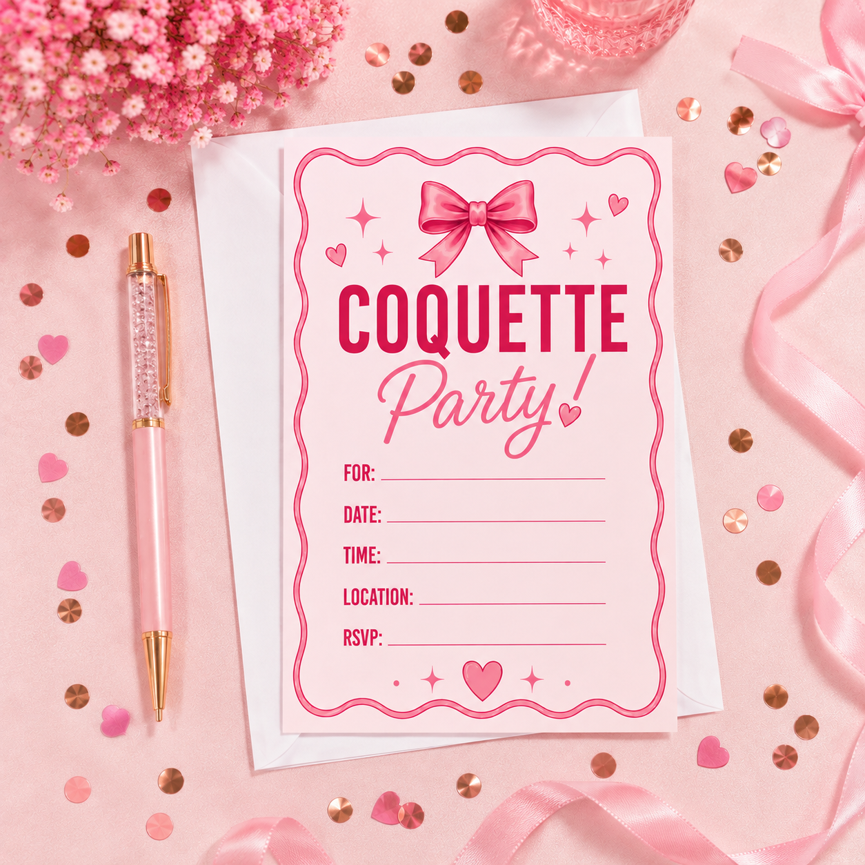Pretty in Pink Party Fill-In Invitations - 25 Pack
