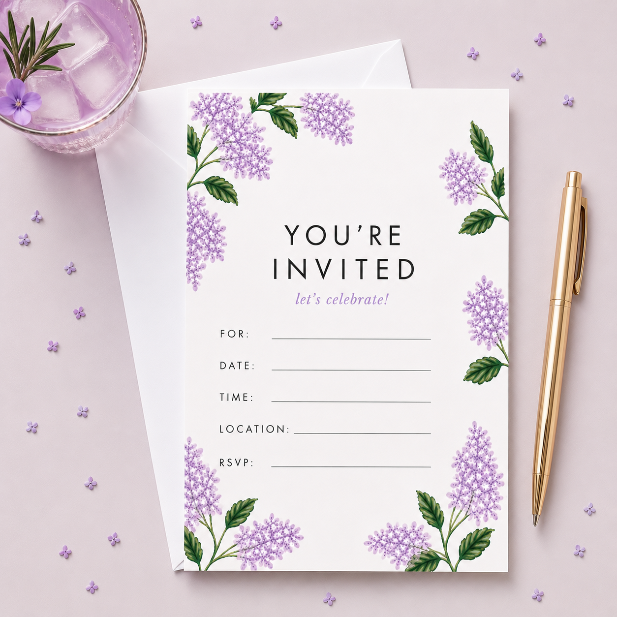 Violet Vibes Fill-In Invitations - 25 Pack