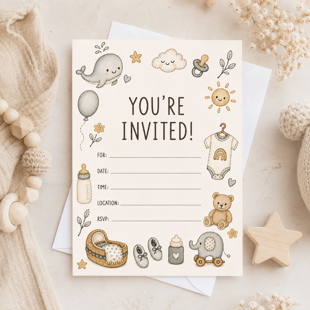 Sweet Little – Fill-In Invitations – 25 Pack with Envelopes