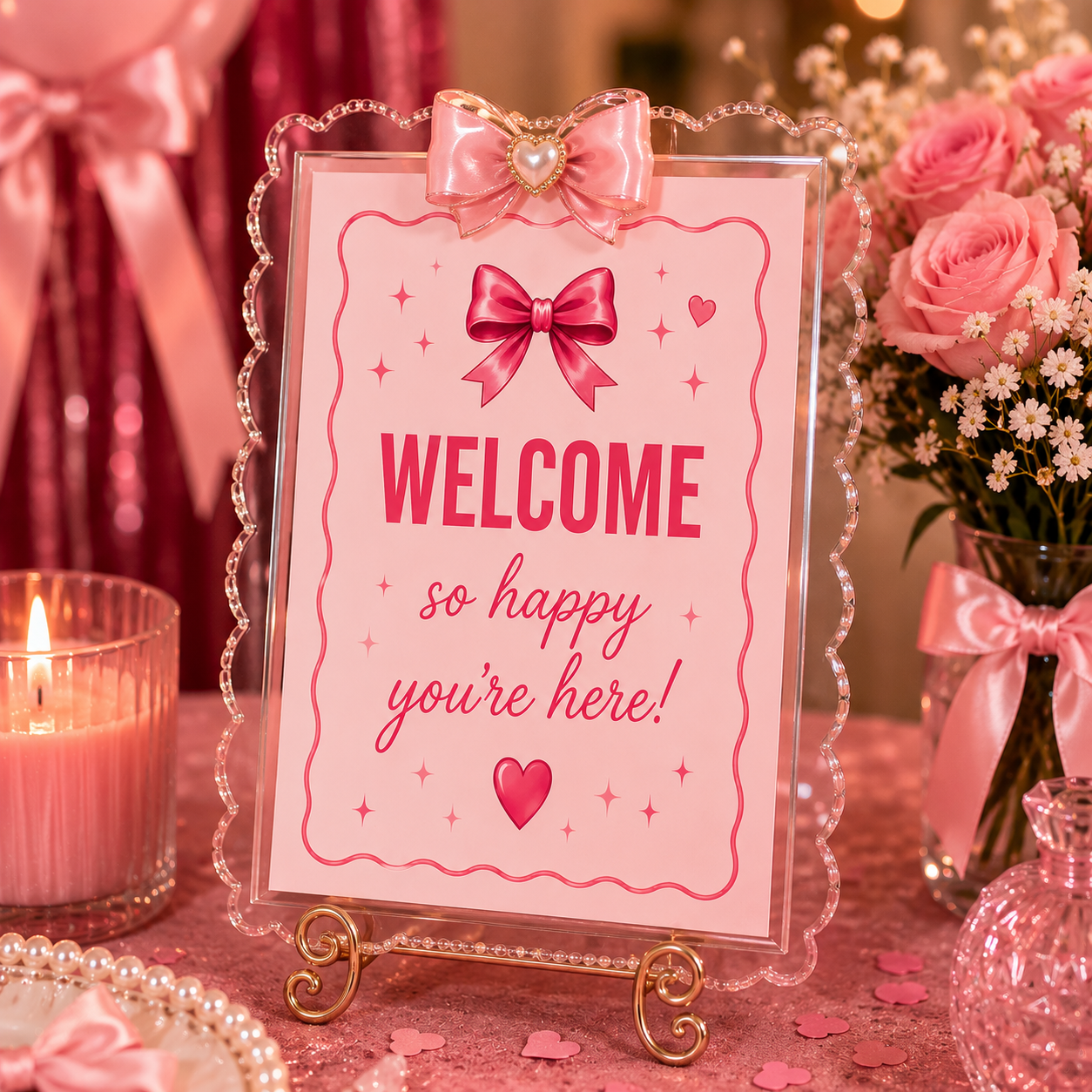 Coquette Welcome Party Sign