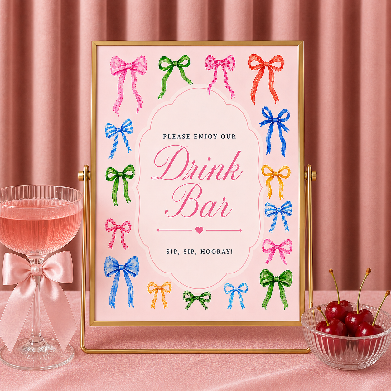 Bow Obsessed Drink Bar Sign