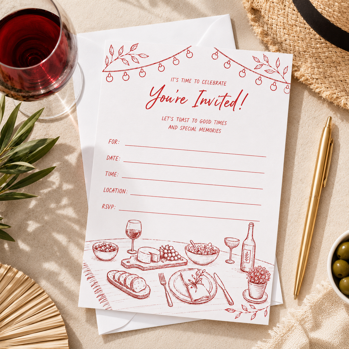 Let's Toast Fill-In Invitations – 10 Pack