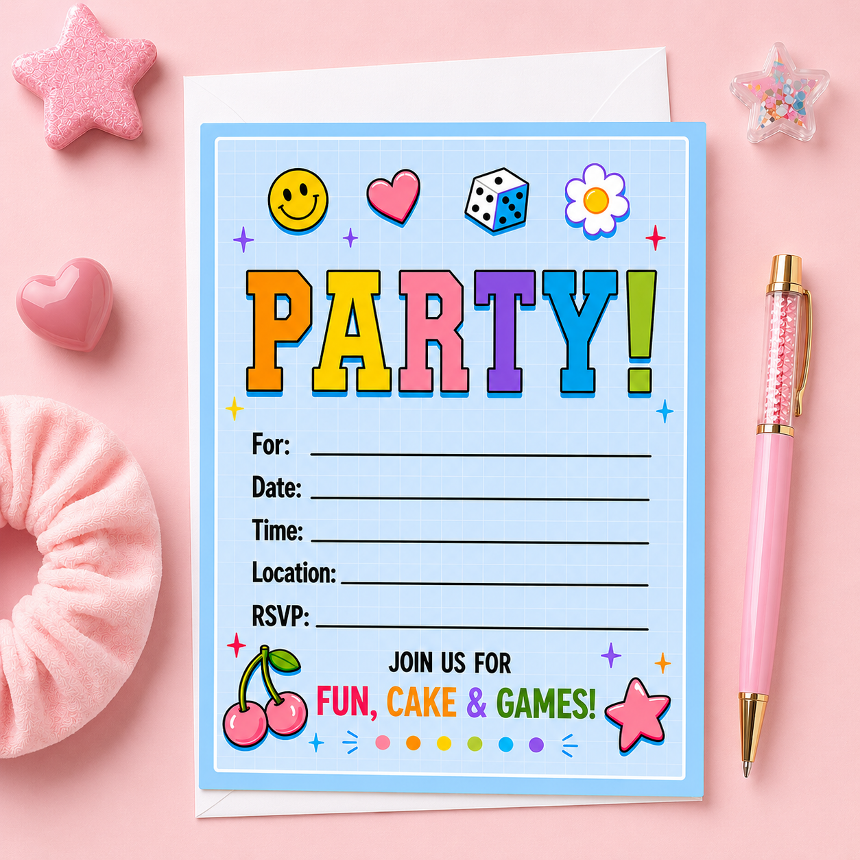 Color Pop Fill-In Invitations – 10 Pack