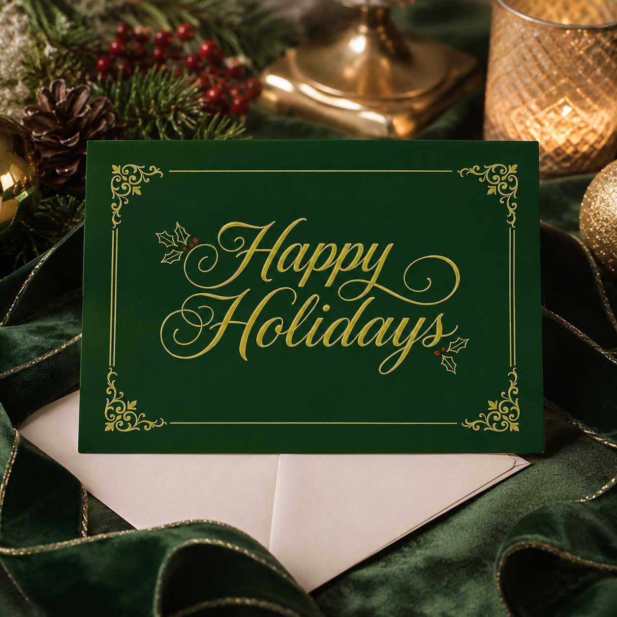 Holiday Greetings Christmas Greeting Cards, Pack of 10