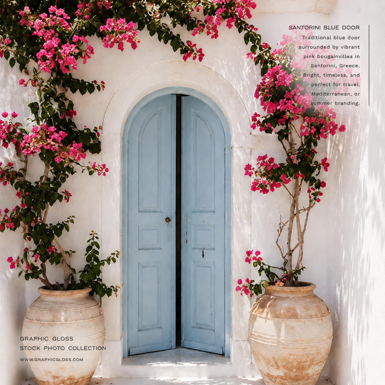 Santorini Blue Door Stock Photography