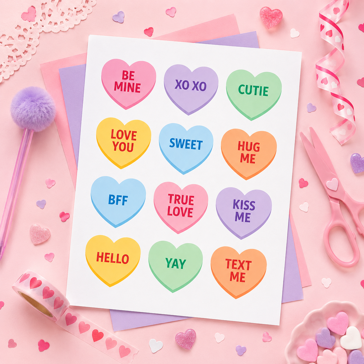Valentine Heart Cutout Printable