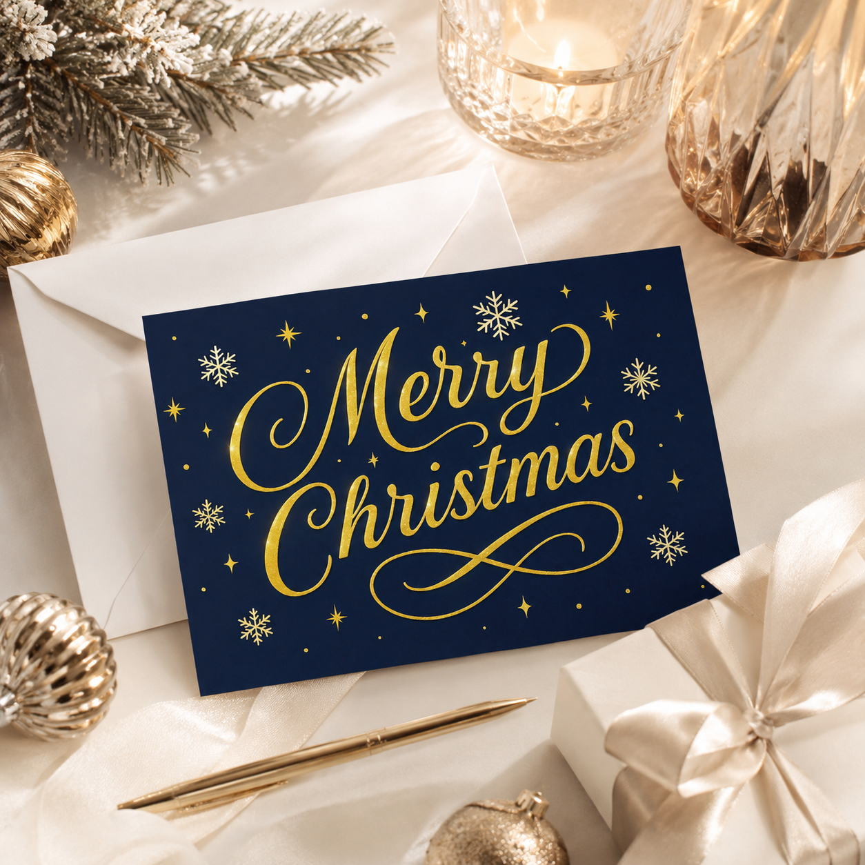 Snowflake Wishes Christmas Greeting Cards, Pack of 10