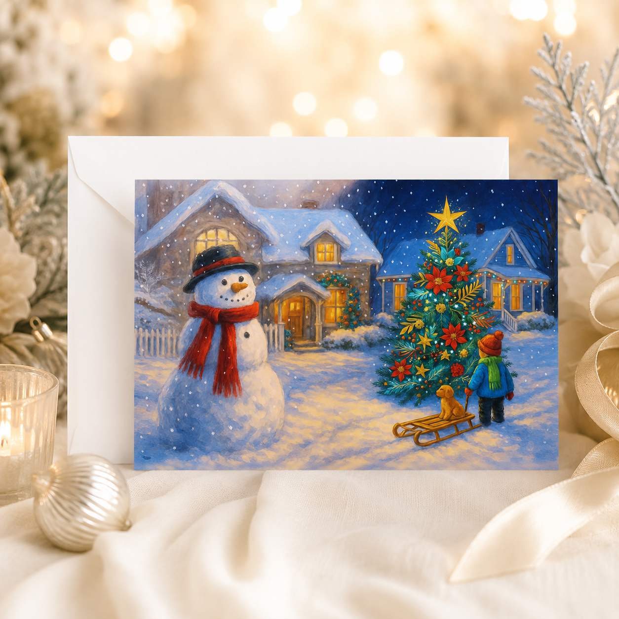 Snowy Wonder Christmas Greeting Cards, Pack of 10