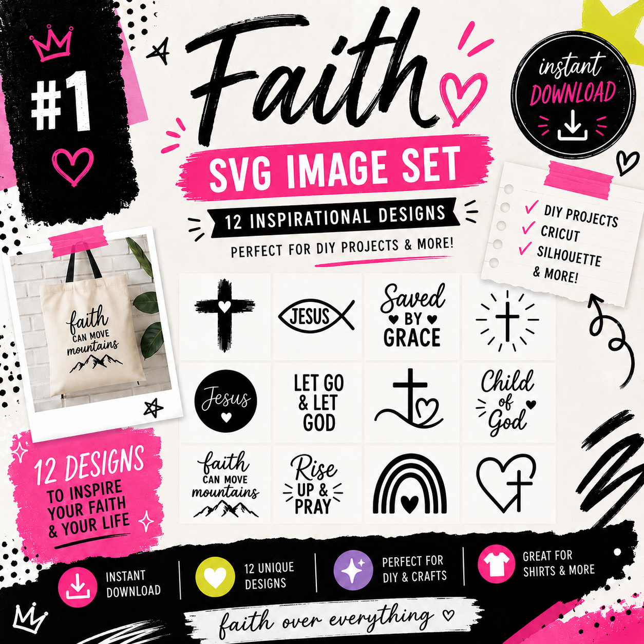 Faith SVG Bundle, Christian SVG Collection, Inspirational Religious Cut Files (Digital Download)