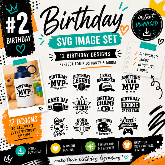 Sports Birthday SVG Bundle, Kids All Star Party Cut Files (Digital Download)