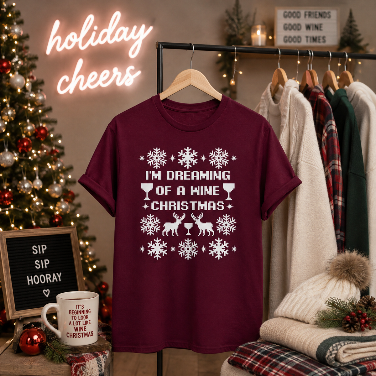 I'm Dreaming Of A Wine Christmas Tee