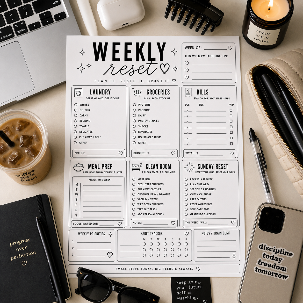 Weekly Reset Planner Digital Download