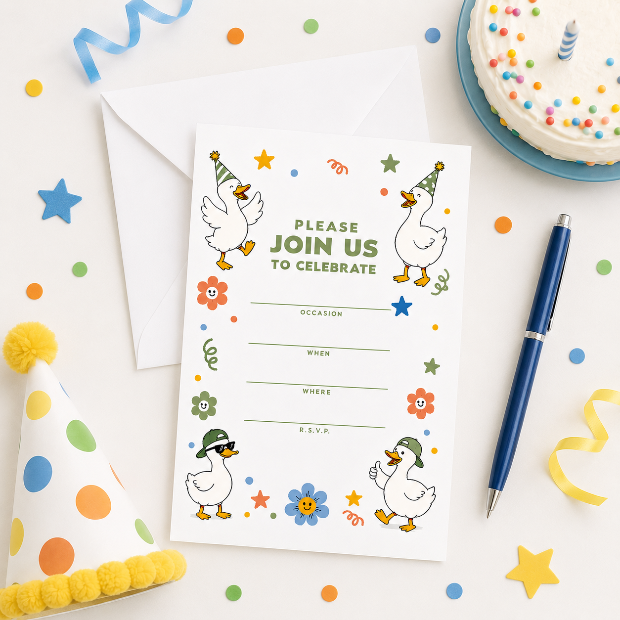 Silly Goose Fill-In Invitations - 25 Pack