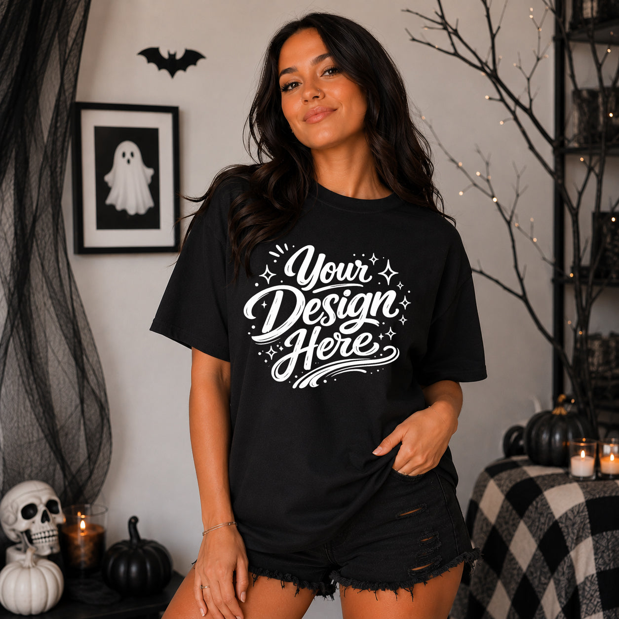 Black Gildan 5000 Mockup | Halloween Spooky Season Shirt (Digital Download)