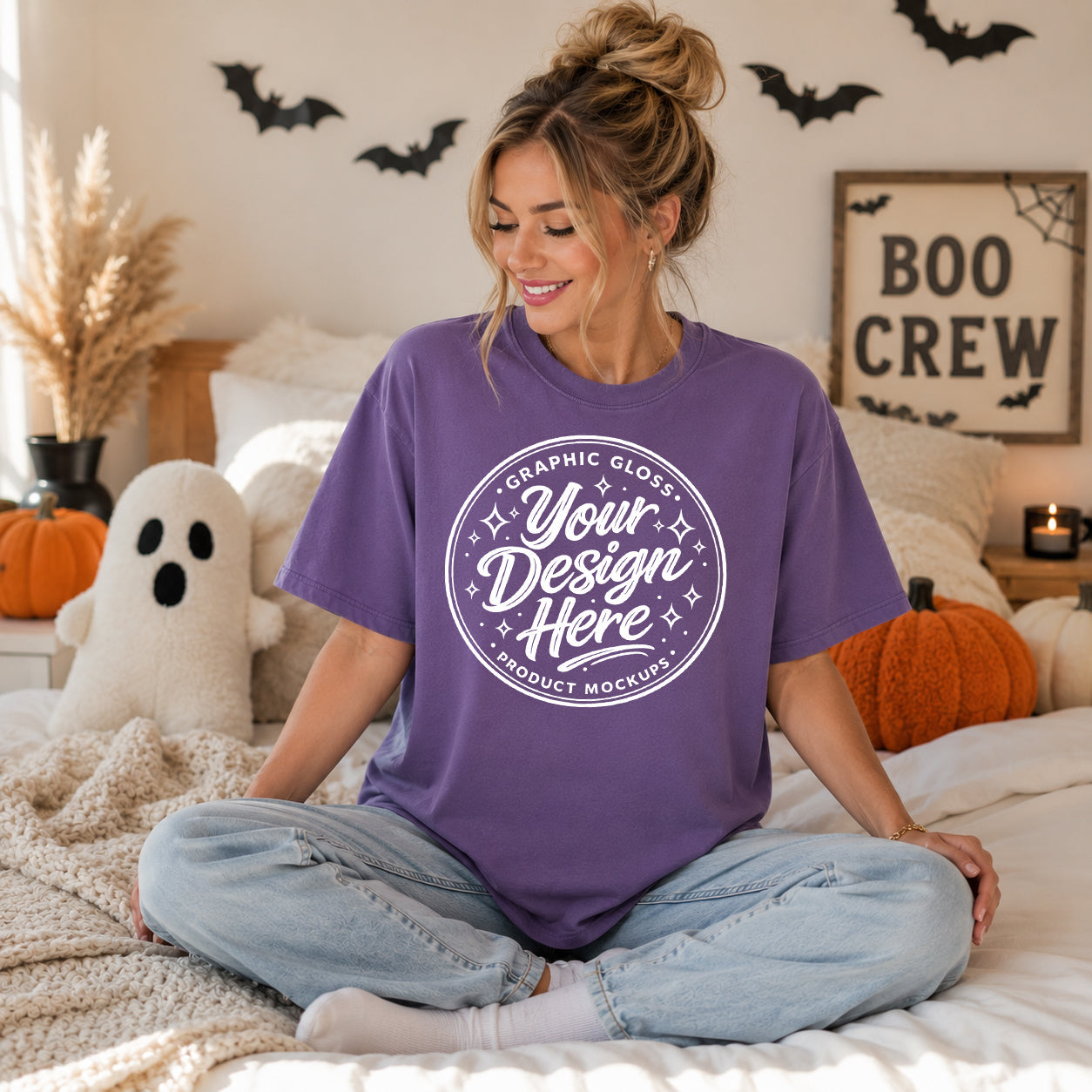 Grape Comfort Colors 1717 T-Shirt Mockup | Halloween Apparel (Digital Download)