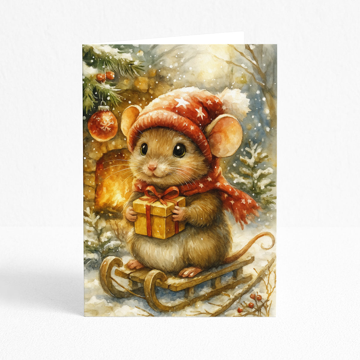 Merry Mouse Christmas Greeting Cards, Pack of 10