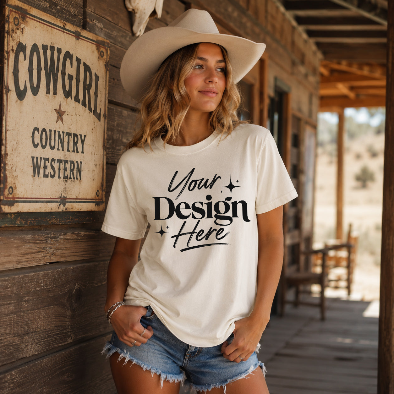 Comfort Colors Ivory T-Shirt Mockup – Western Lifestyle Apparel (Digital Download)