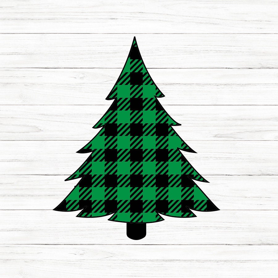 Buffalo Plaid Print Tree SVG Clipart
