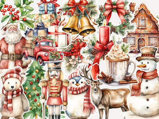 Merry Digital Stickers – Printable PNG Clipart for Planners, Scrapbooking & DIY Crafts