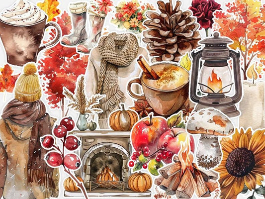 Autumn Digital Stickers – Printable PNG Clipart for Planners, Scrapbooking & DIY Crafts