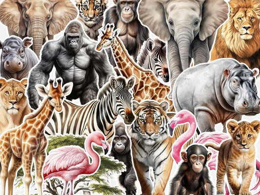 Safari Digital Stickers – Printable PNG Clipart for Planners, Scrapbooking & DIY Crafts