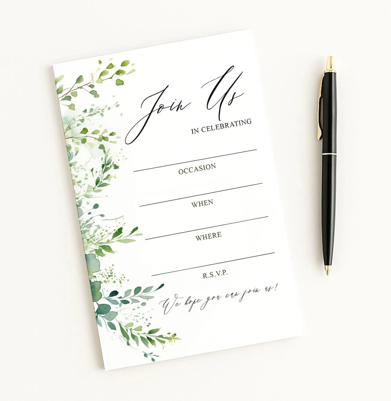 Greenery Fill-In Invitations - 25 Pack