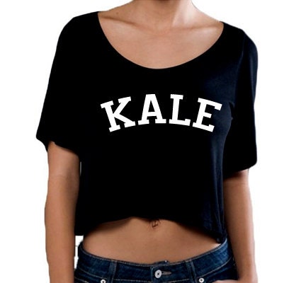 Kale Fine Jersey Short Sleeve Crop T Shirt, Slightly Sheer Cropped Top, Crop Top