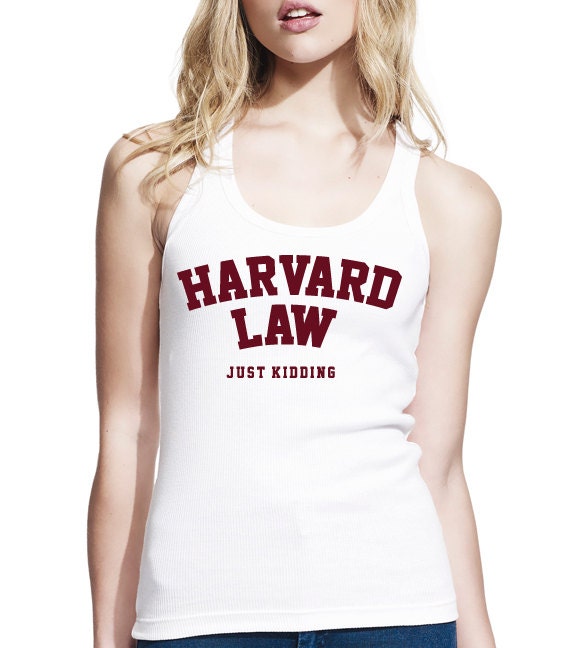 Harvard Law Just Kidding Longer Length Jersey Tank Top, Womens Tank Top, Slim Fit