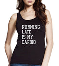 Running Late Is My Cardio Longer Length Jersey Tank Top, Womens Tank Top, Slim Fit