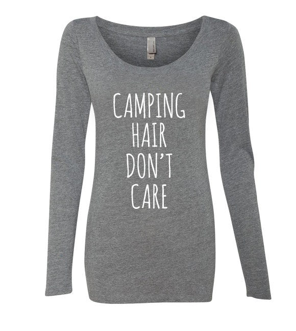 Camping Hair Don't Care Womens Tri-Blend Long Sleeve T-Shirt