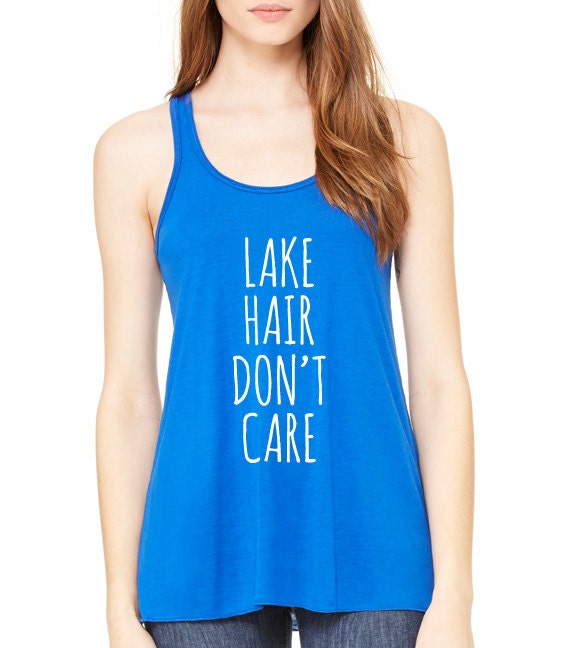 Lake Hair Don't Care Graphic Tank Top, Flowy Tank Top, Workout Top, Gym Tank, Workout, Gym Vest