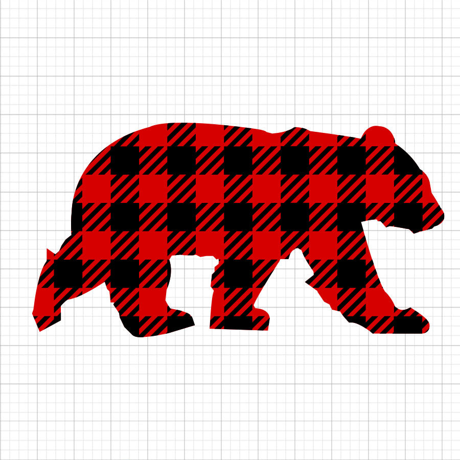 Buffalo Plaid Bear SVG
