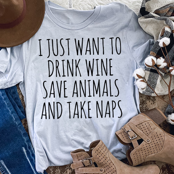 I Just Want To Drink Wine Save Animals SVG Saying