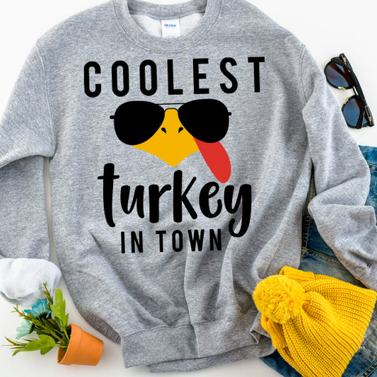 Coolest Turkey In Town SVG Saying