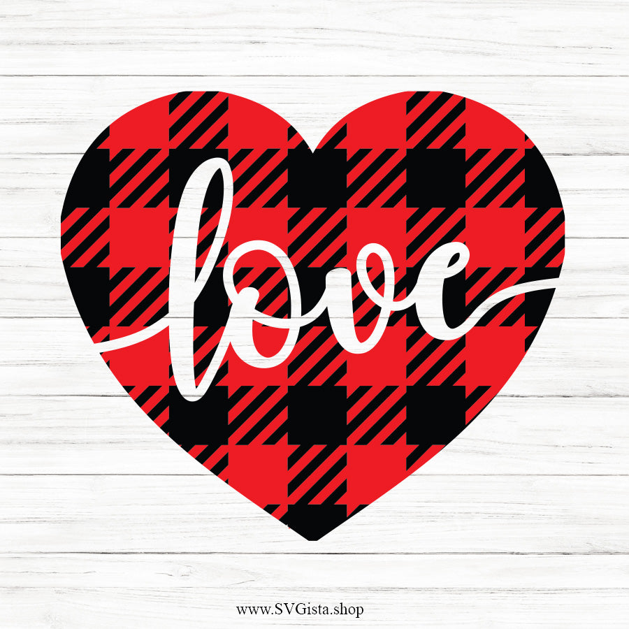 Love Buffalo Plaid Heart SVG Saying