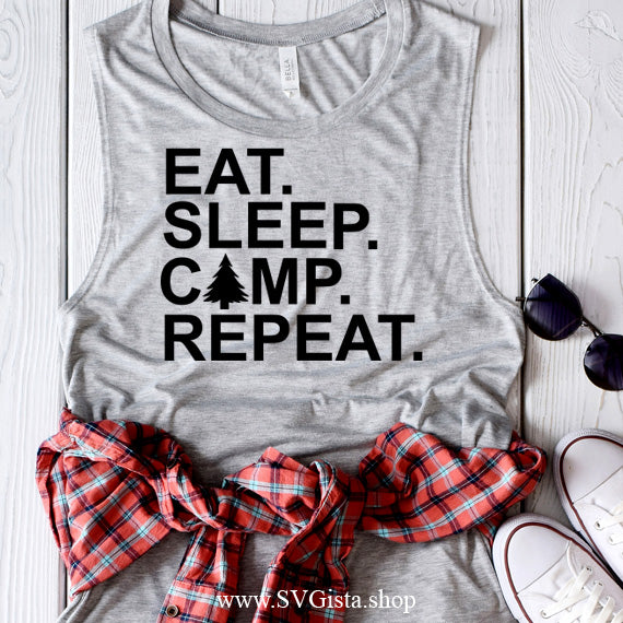 Eat Sleep Camp Repeat SVG Saying
