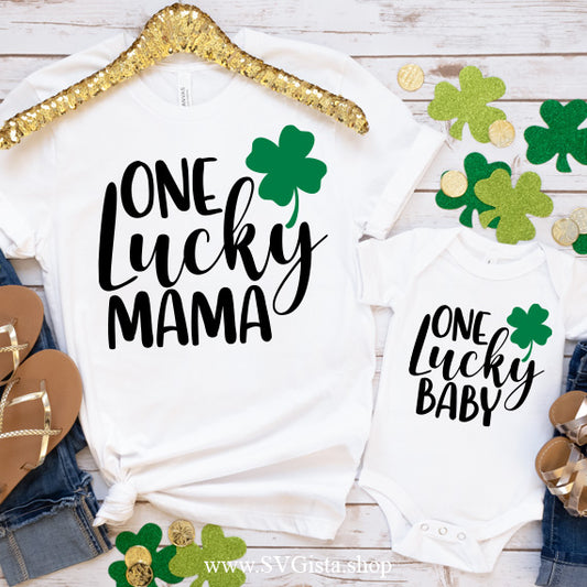 One Lucky Mama And Baby SVG Saying