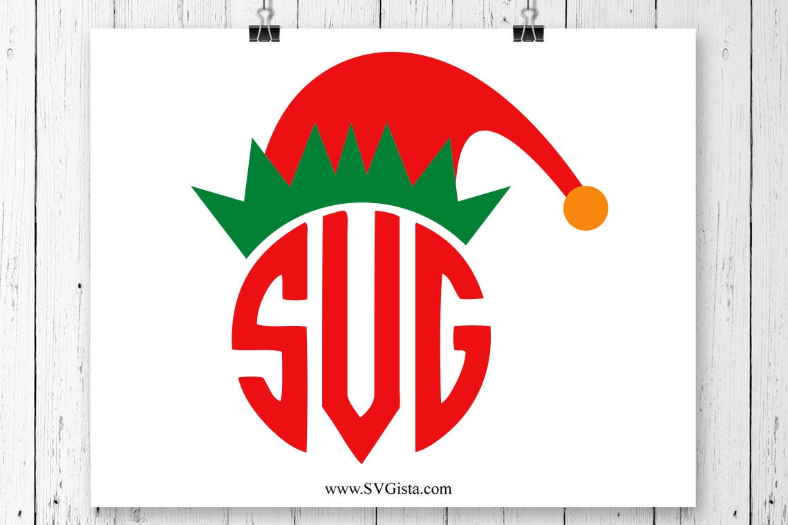 Elf Hat Monogram SVG Clipart
