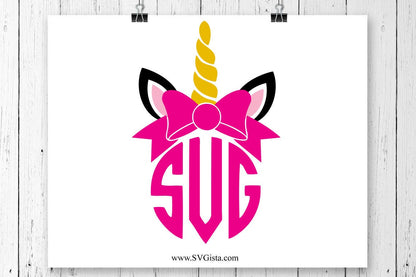 Unicorn Bow Monogram SVG Clipart