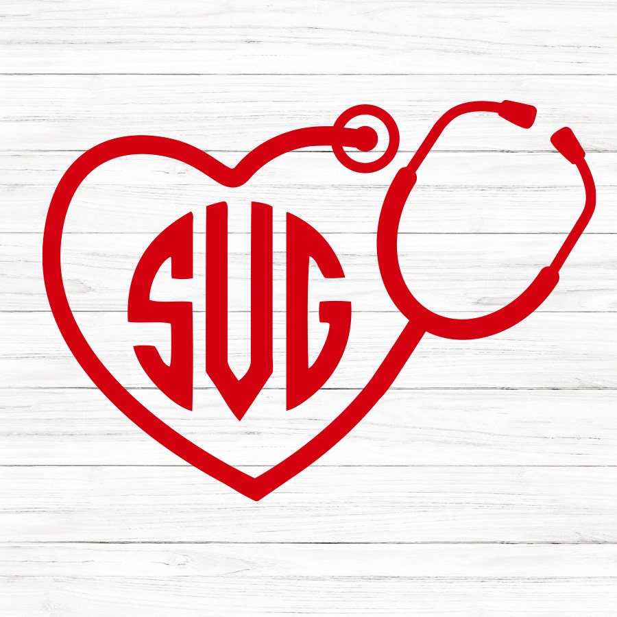 Heart Monogram Stethoscope SVG Clipart